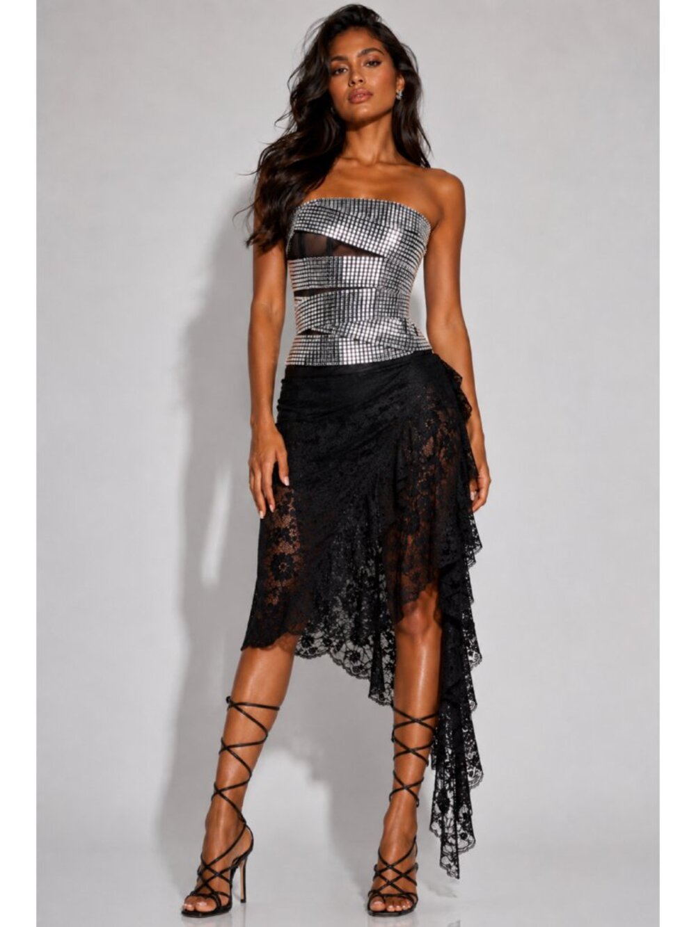 AREA DISCO BALL BUSTIER TOP SIZE XS NEW